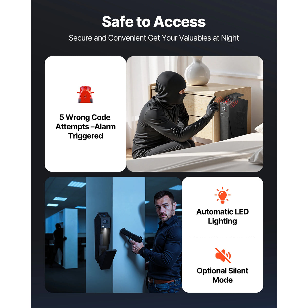 Fingerprint Quick Access Handgun Safe With LED Light