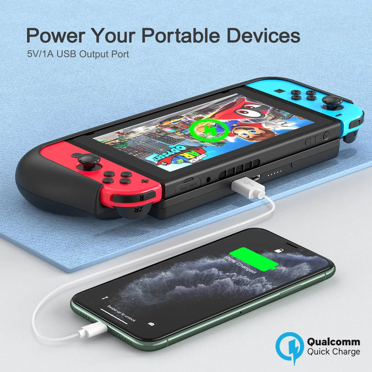 NewderY 10000mAh Backup Battery Case For Nintendo Switch Fast Charging