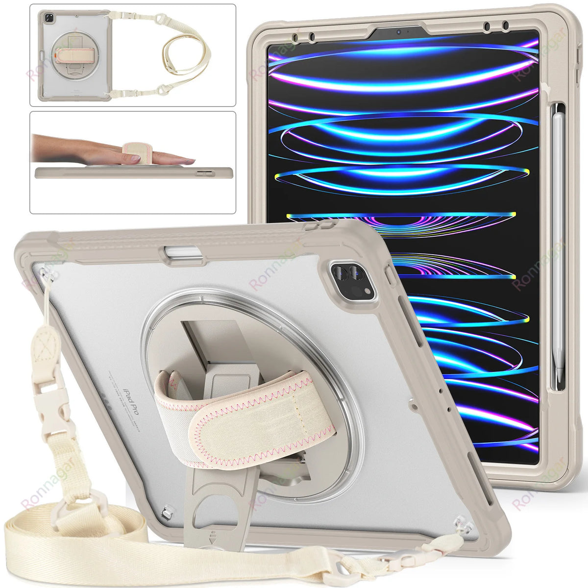 YANFU Heavy Duty Shockproof Rotating Protective Case For iPad