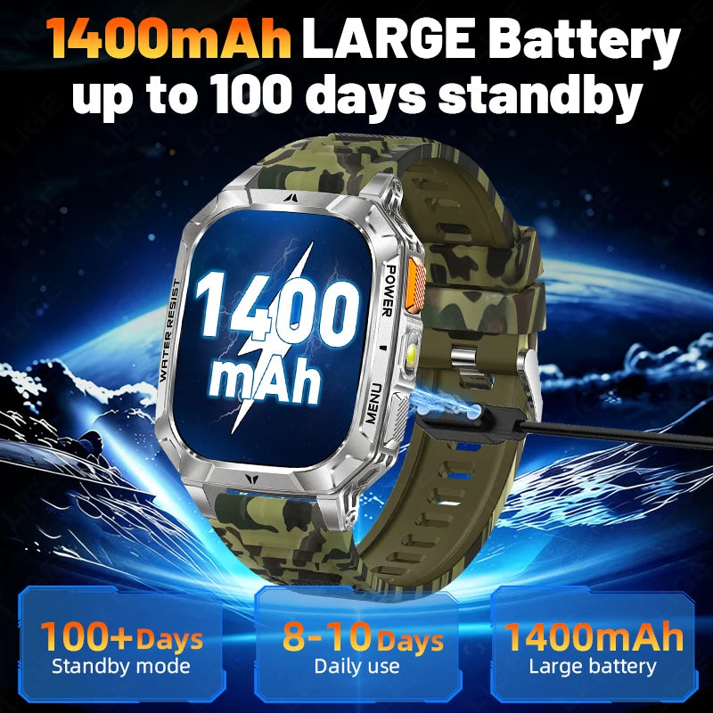 LIGE Men Smartwatch Featuring HD Screen Bluetooth Health And Activity