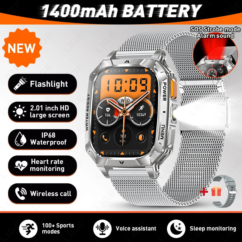 LIGE Men Smartwatch Featuring HD Screen Bluetooth Health And Activity