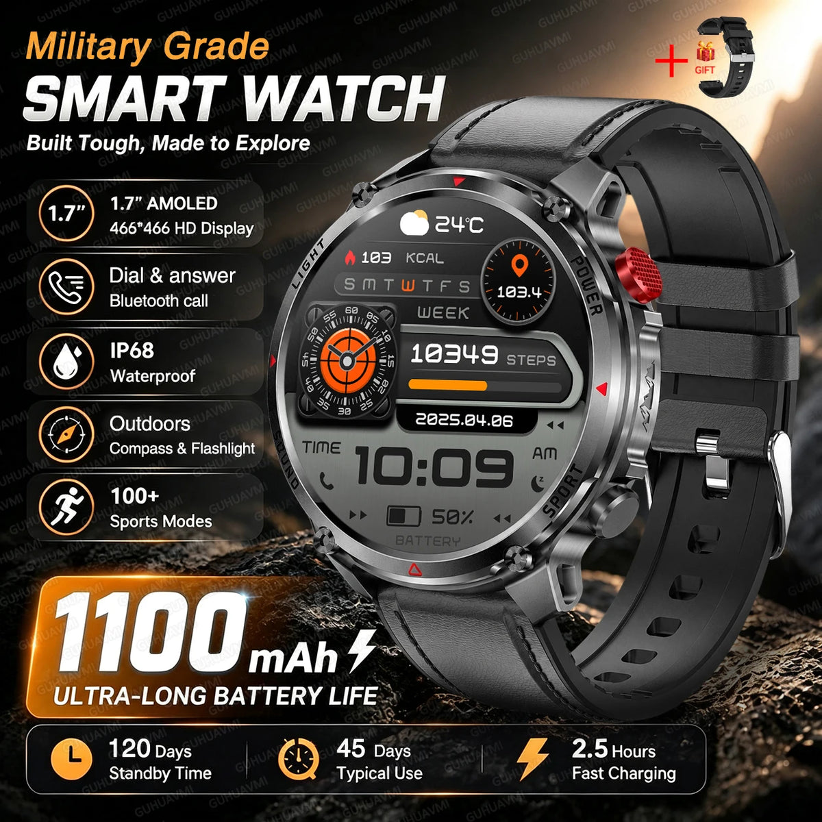 GPS Smart Watch IP68 Waterproof Bluetooth Calling Sports Tracker