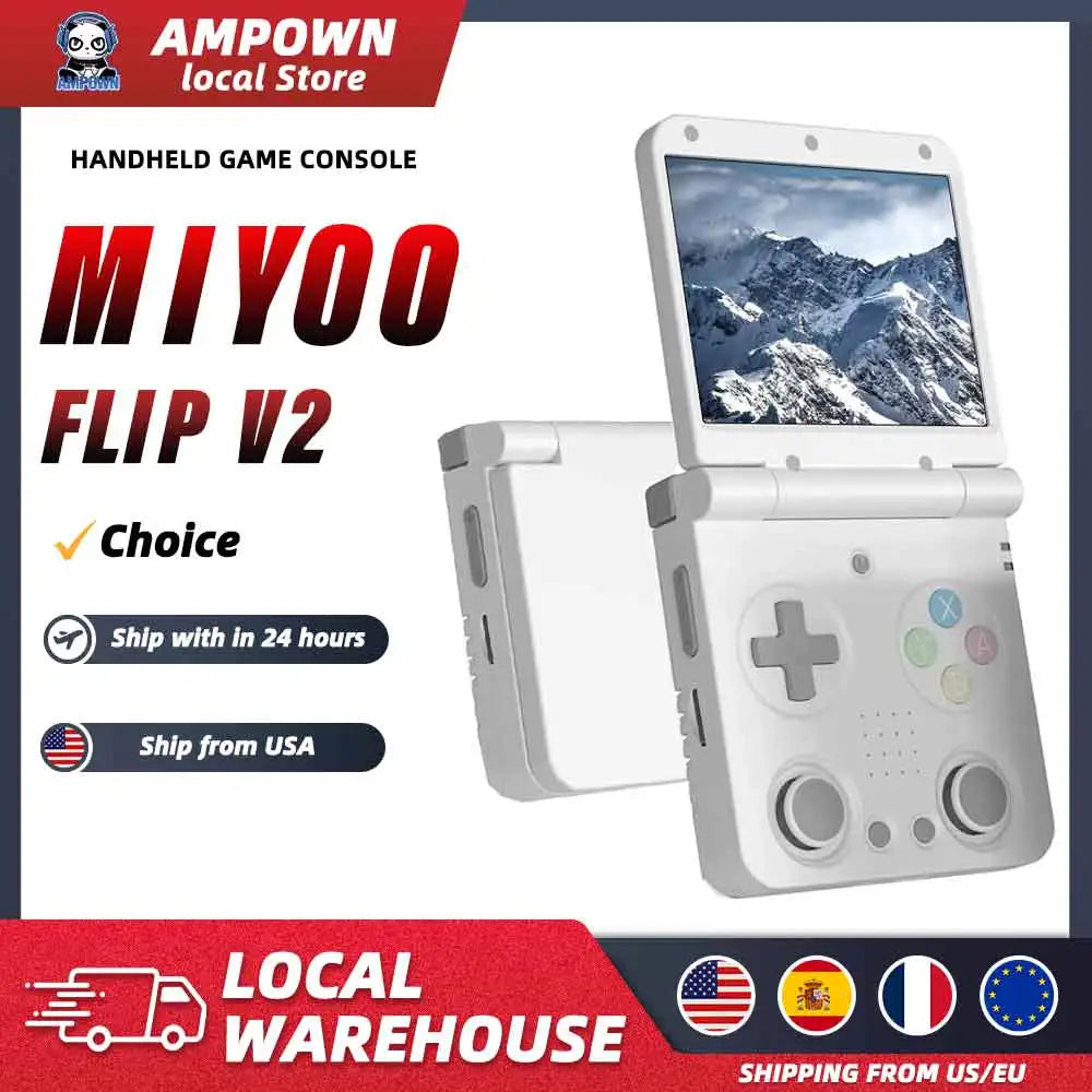 MIYOOFLIPV2 Foldable Pocket Retro Game Console 3.5"IPS Screen Linux System Video Game Consoles Free Case Gamer Gift Retro Gaming