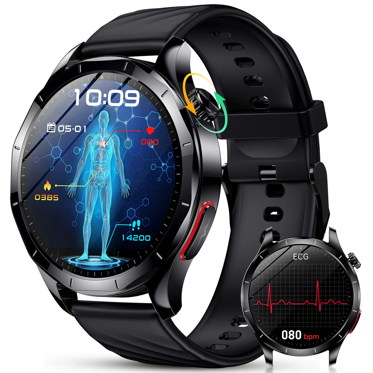 Marsyu ECG PPG Health Tracking Smartwatch With Metal Band