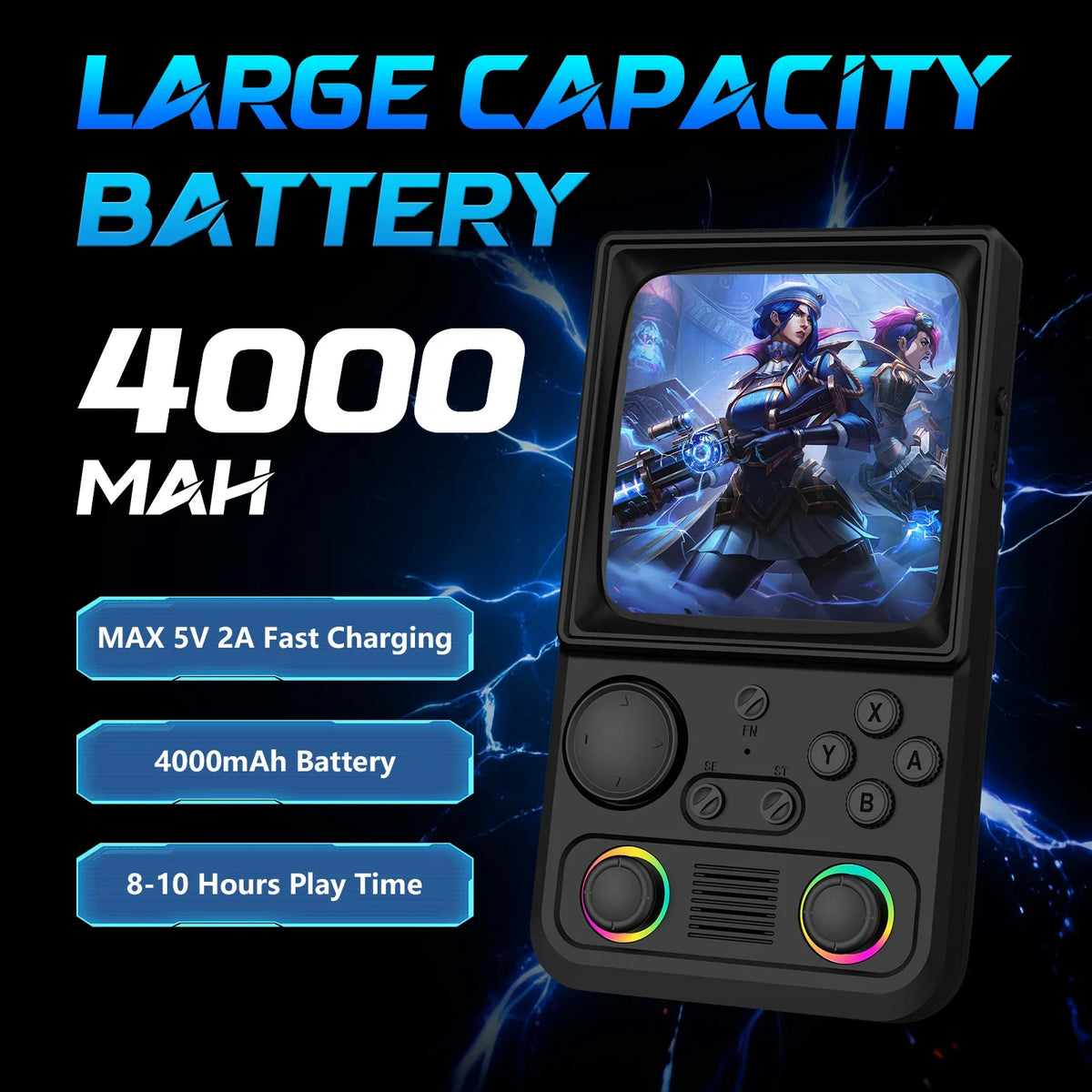 AiSLPC R40 Handheld Game Console EmuEMEC System Supports WiFi 4.0-Inch IPS Screen Portable Video Player Plug and play kids gift