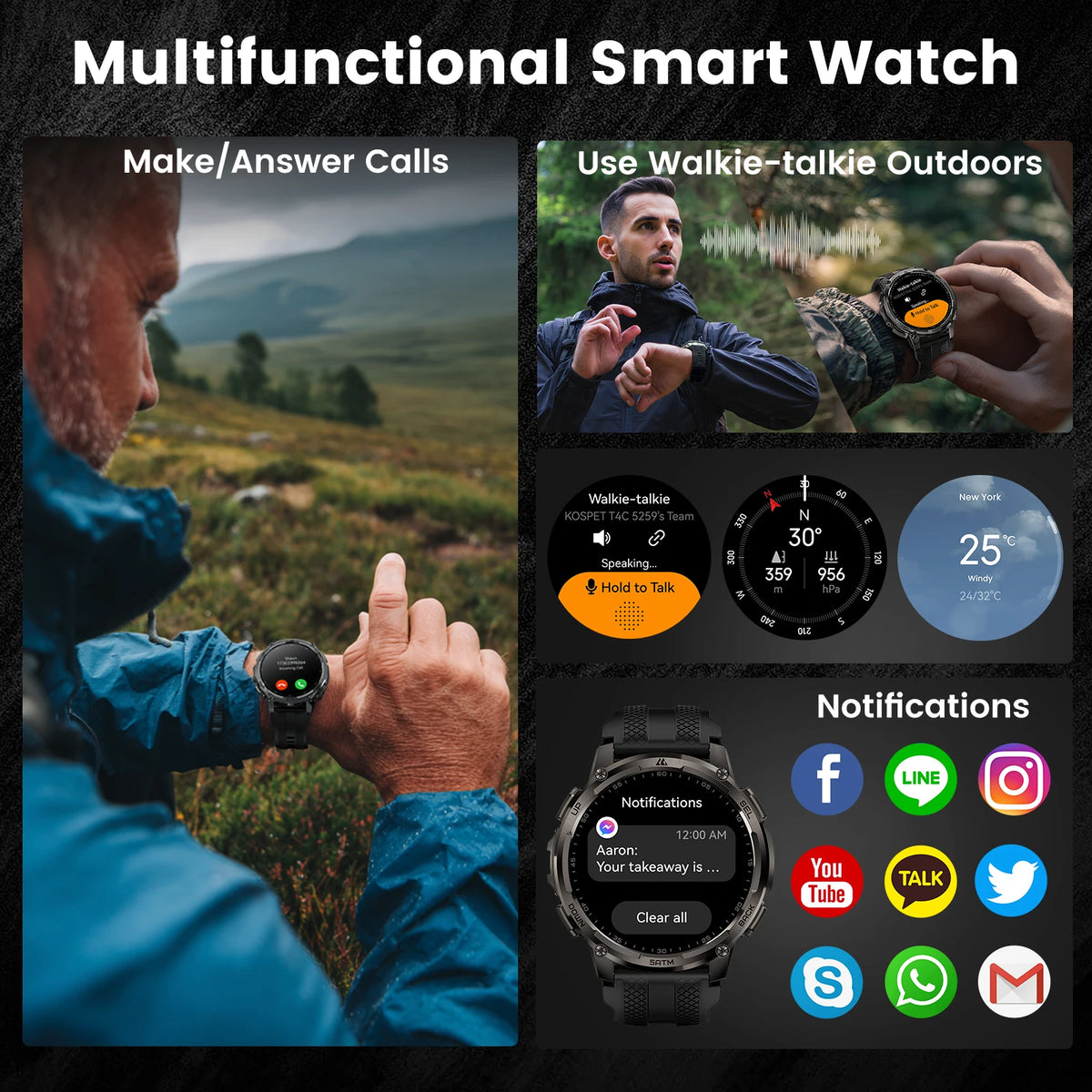 Kospe Tank T4C Outdoor Smartwatch With Dual Band GPS Tracker