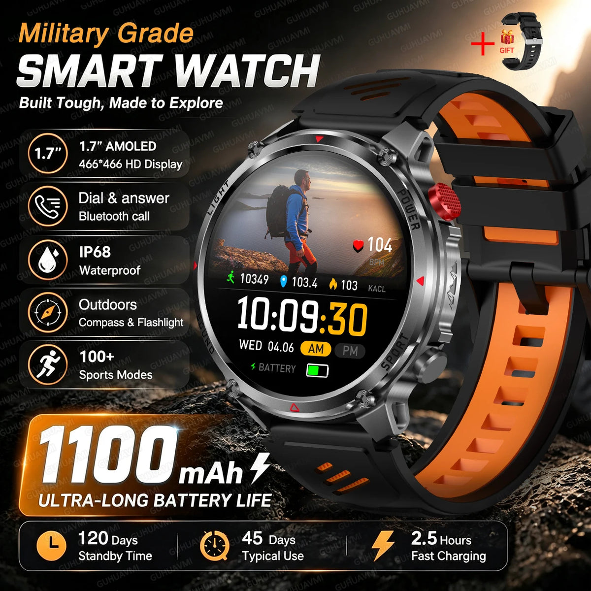 GPS Smart Watch IP68 Waterproof Bluetooth Calling Sports Tracker