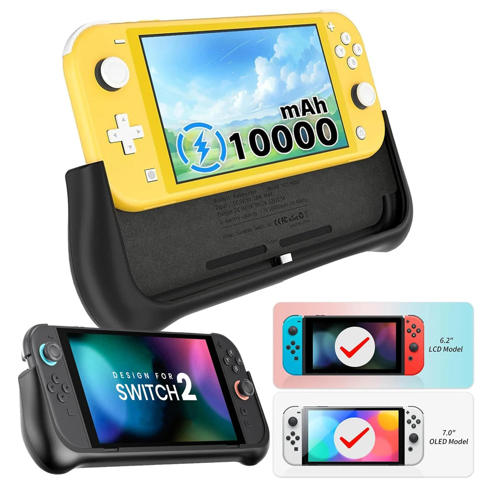NewderY 10000mAh Backup Battery Case For Nintendo Switch Fast Charging