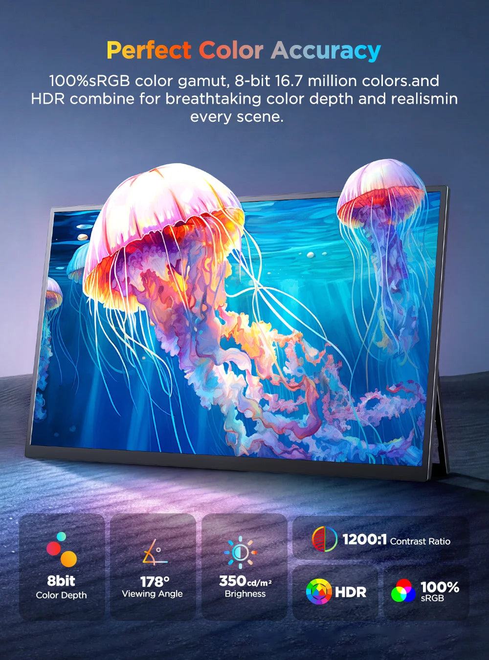 UPerfect 4K Touchscreen Portable Monitor With Speakers And Usbc Port