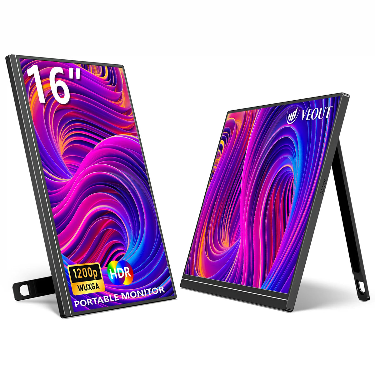 VEOUT Gift 16 60HZ inch Gaming Portable Monitor for Laptop,16:10 1200P Display LCD FHD External Second Computer Screen for Phone