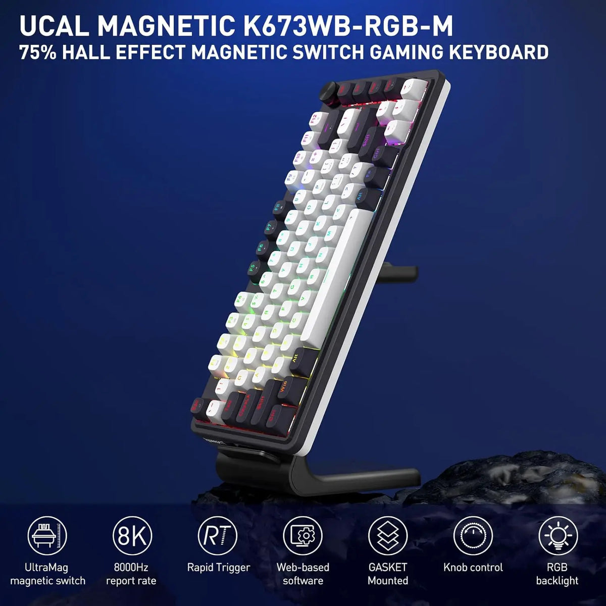 Redragon K673 HE Rapid Trigger Gaming Keyboard, 81 Keys 8K Wired Mechanical Keyboard w/Next-Gen UltraMag 100% POM Silky Magnetic