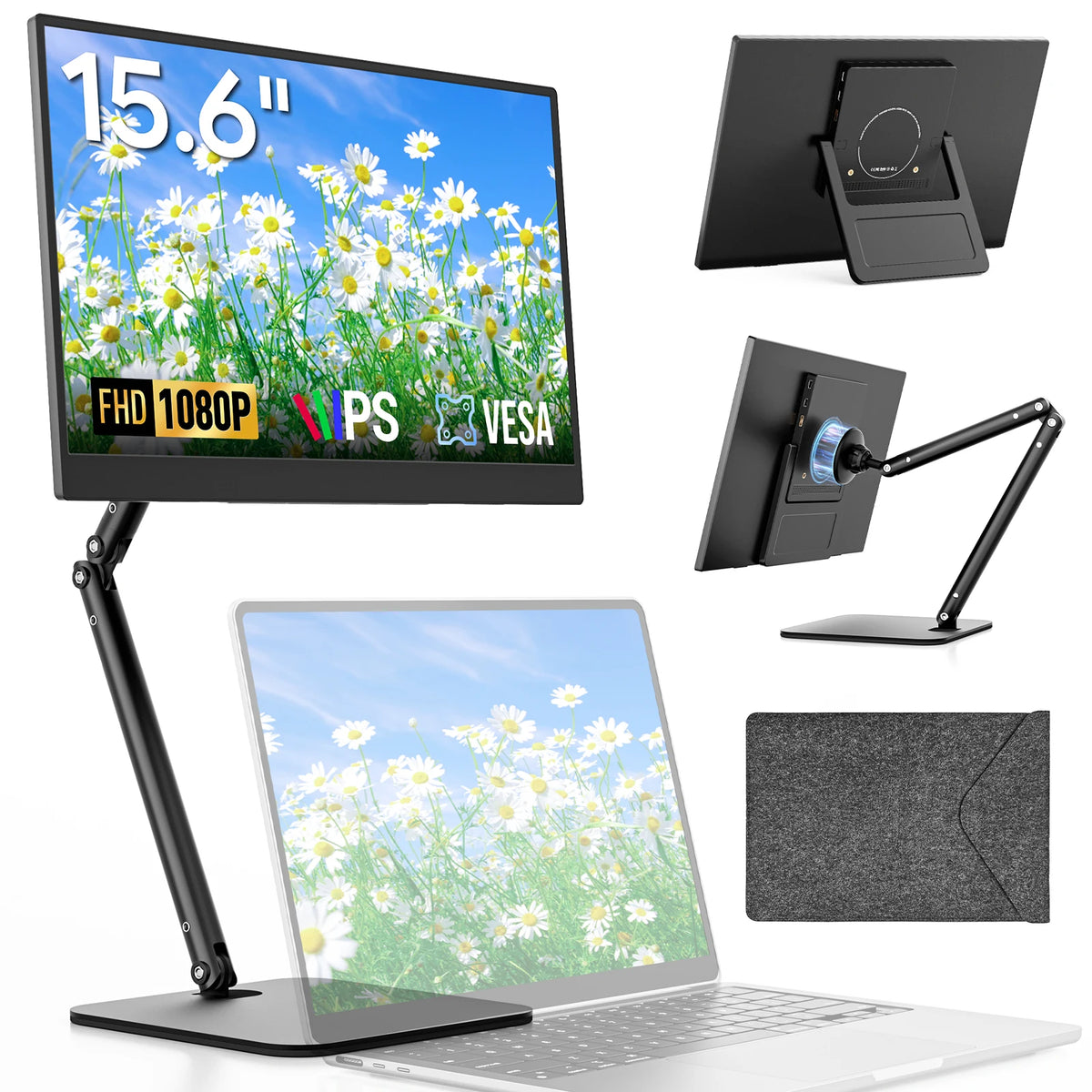 Dopesplay Portable FHD IPS Monitor With Foldable Stand For Laptop