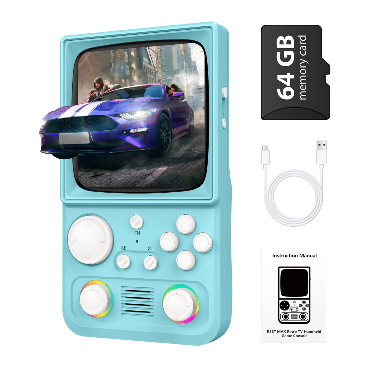 AiSLPC R40 Handheld Game Console EmuEMEC System Supports WiFi 4.0-Inch IPS Screen Portable Video Player Plug and play kids gift