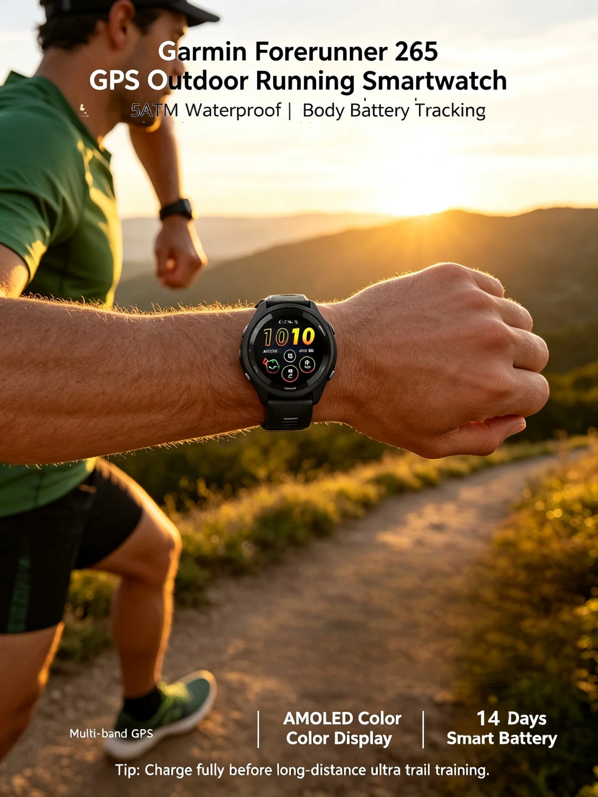 Garmin Forerunner 265 GPS Smartwatch With Heart Rate Monitoring