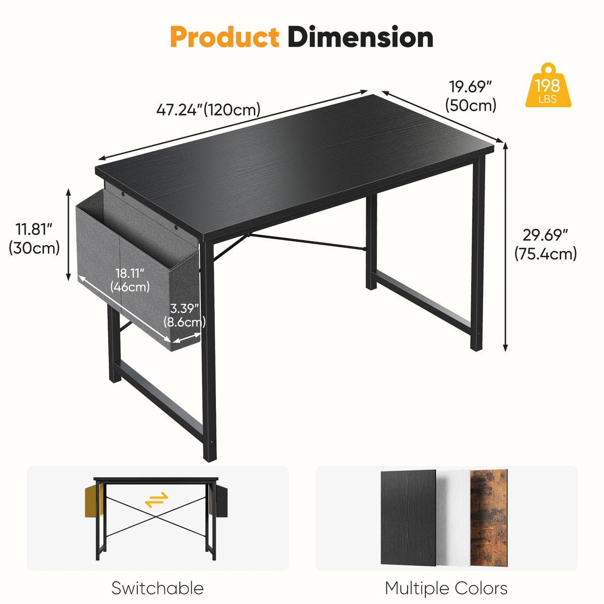 JHK Adjustable Computer Desk With Practical Storage Shelf