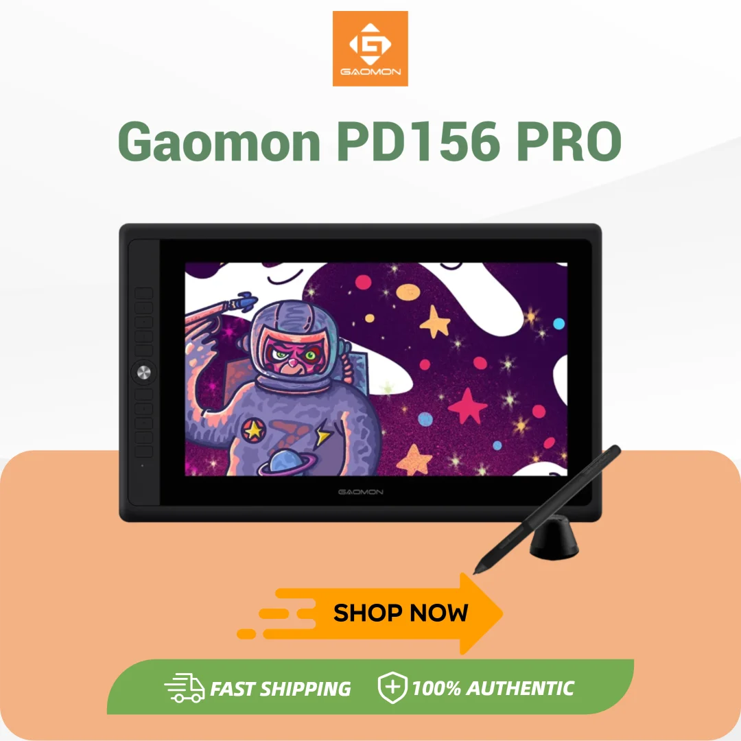 GAOMON PD156PRO Graphics Tablet Display for Drawing 15.6” Full-Laminated IPS HD Screen with 8192 Levels Battery-Free Pen