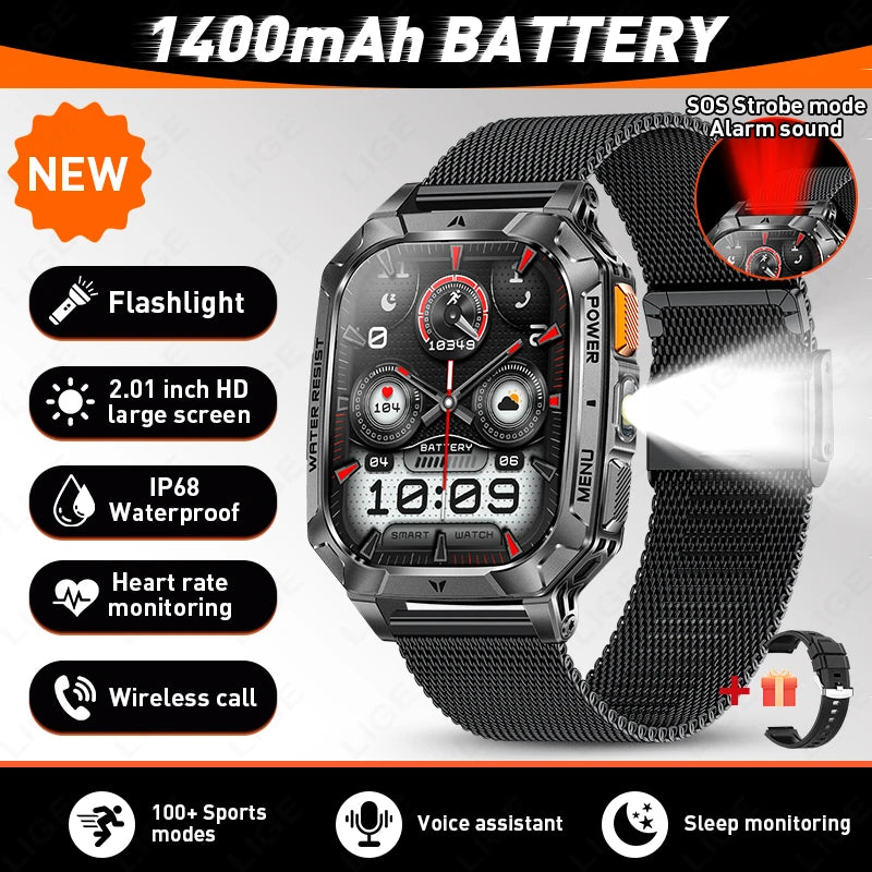 LIGE Men Smartwatch Featuring HD Screen Bluetooth Health And Activity