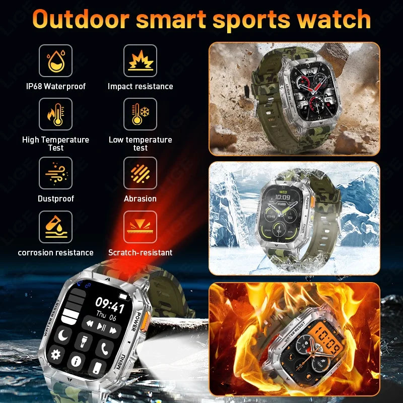 LIGE Men Smartwatch Featuring HD Screen Bluetooth Health And Activity