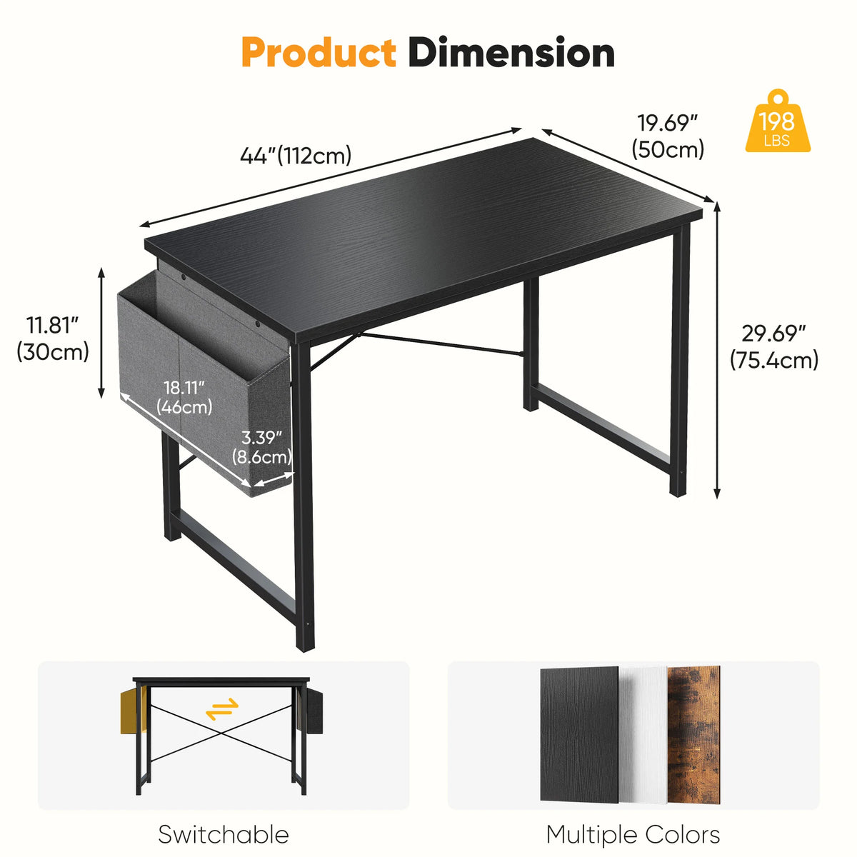 JHK Adjustable Computer Desk With Practical Storage Shelf