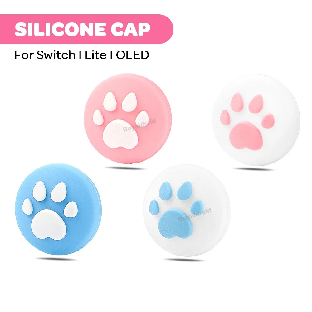 Pink Blue Cute Cat Claw JoyCons Thumb Grip Joystick Cap Kawaii Soft Silicone Cover For NS Switch OLED Lite Controller 4PCS/Set