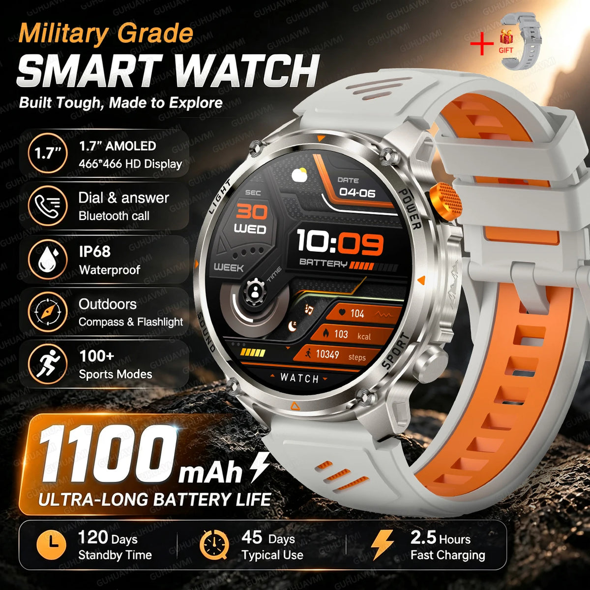 GPS Smart Watch IP68 Waterproof Bluetooth Calling Sports Tracker