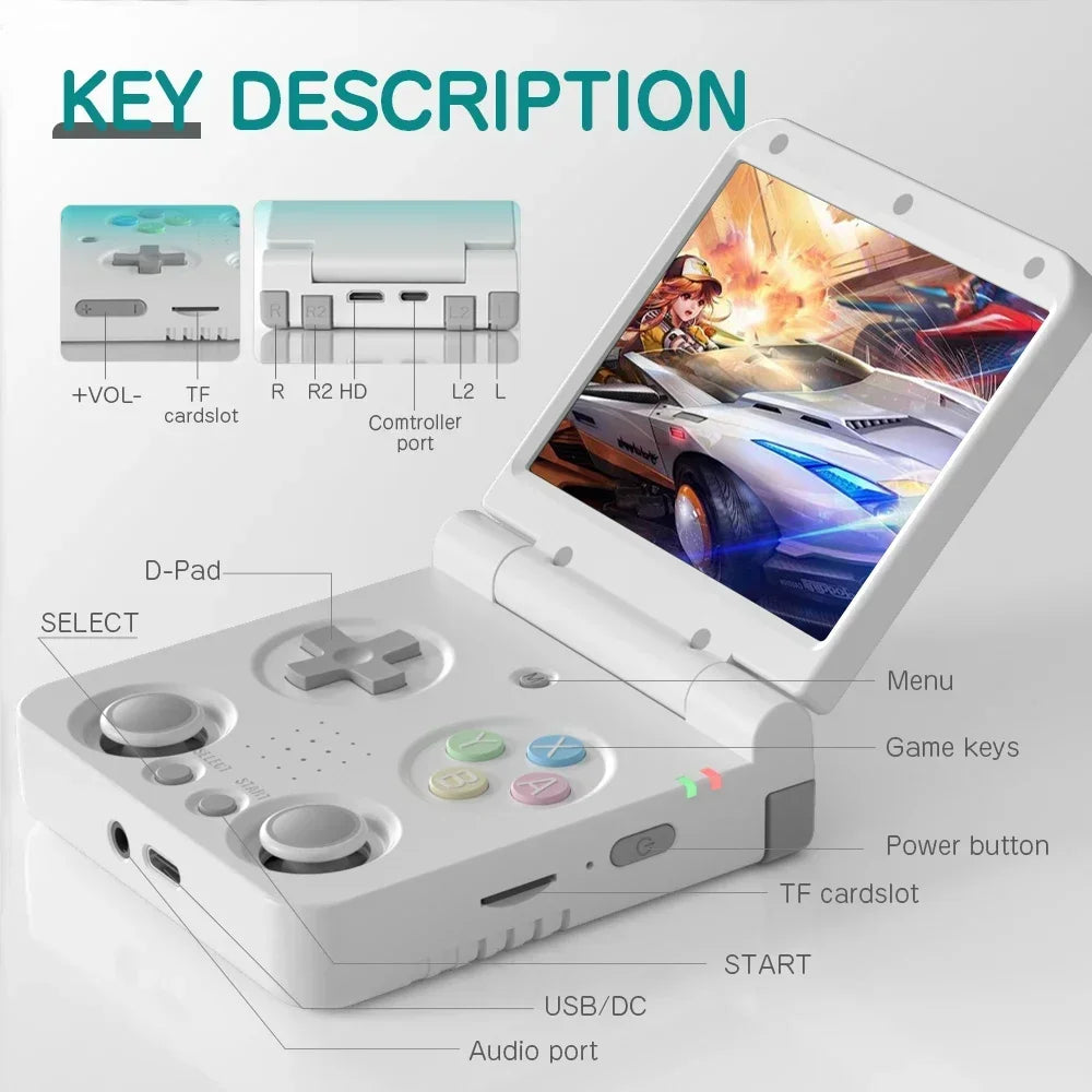 MIYOOFLIPV2 Foldable Pocket Retro Game Console 3.5"IPS Screen Linux System Video Game Consoles Free Case Gamer Gift Retro Gaming