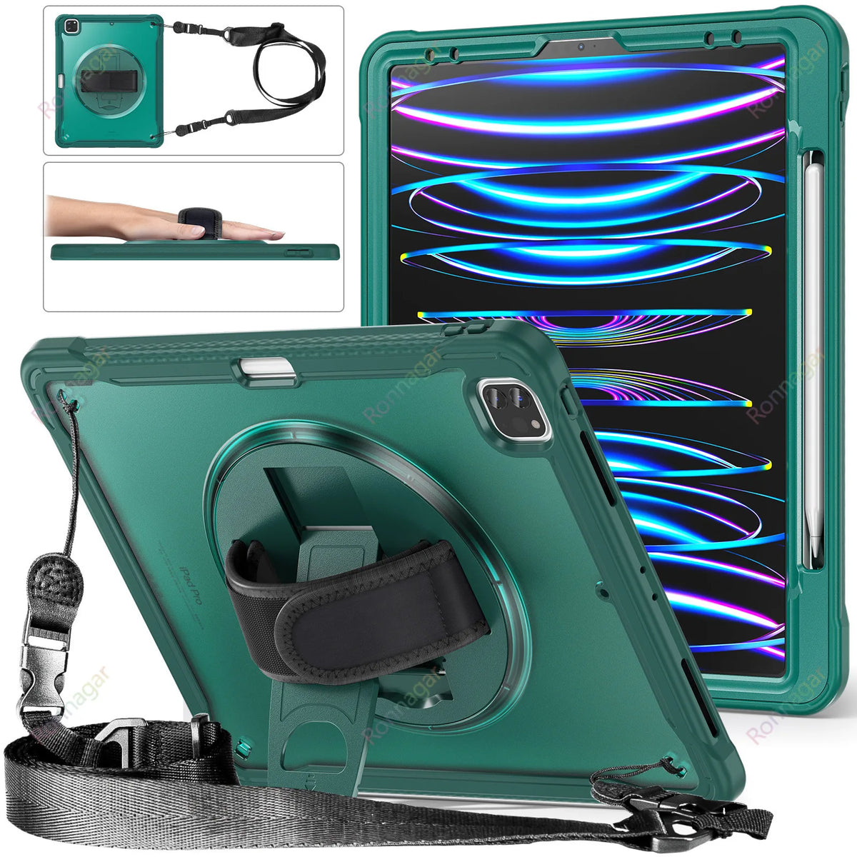 YANFU Heavy Duty Shockproof Rotating Protective Case For iPad
