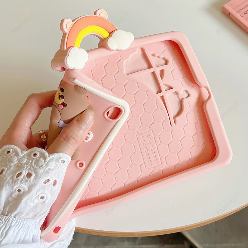 YANFU Cute Rainbow Bear Shockproof Protective Case For Apple iPad