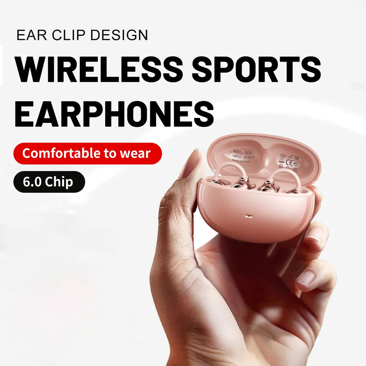 INSONIXN Wireless Open Ear Clip Headphones Bluetooth Sports Mic