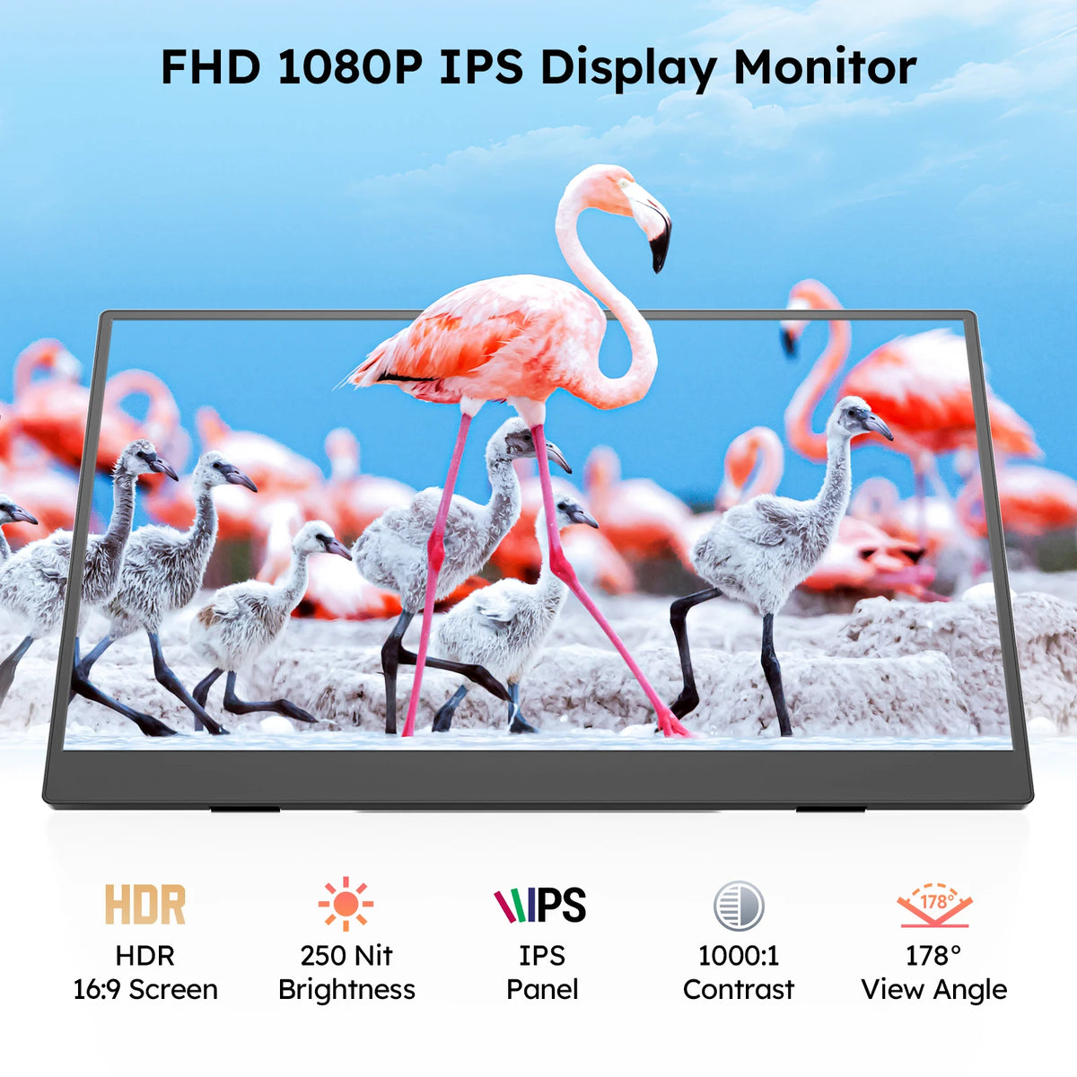 Dopesplay Portable FHD IPS Monitor With Foldable Stand For Laptop