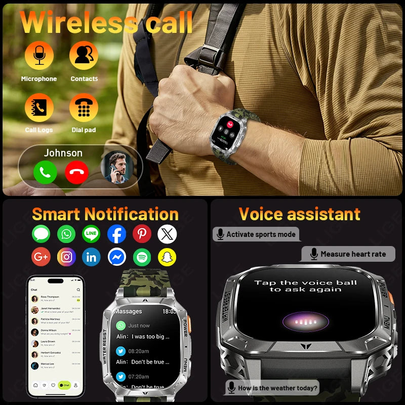 LIGE Men Smartwatch Featuring HD Screen Bluetooth Health And Activity