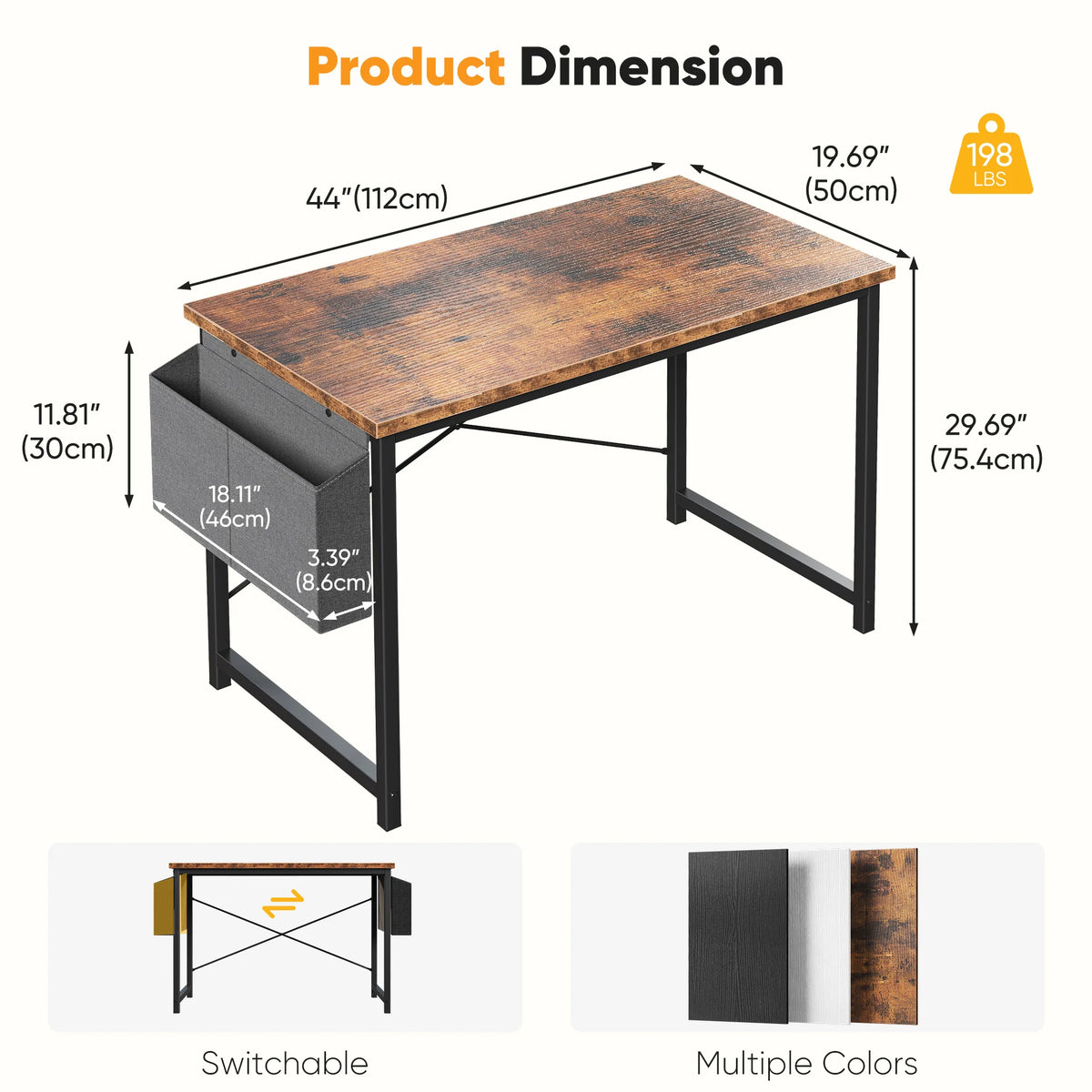 JHK Adjustable Computer Desk With Practical Storage Shelf