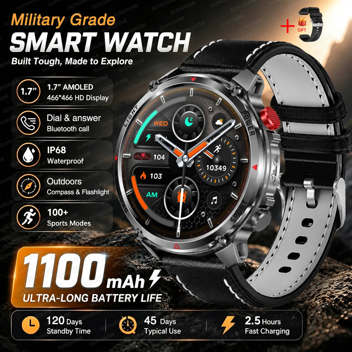 GPS Smart Watch IP68 Waterproof Bluetooth Calling Sports Tracker