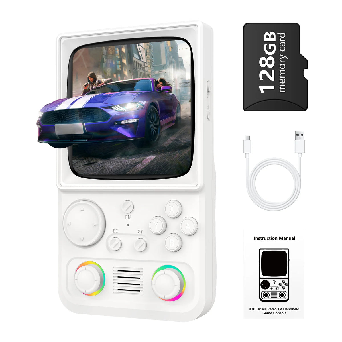 AiSLPC R40 Handheld Game Console EmuEMEC System Supports WiFi 4.0-Inch IPS Screen Portable Video Player Plug and play kids gift